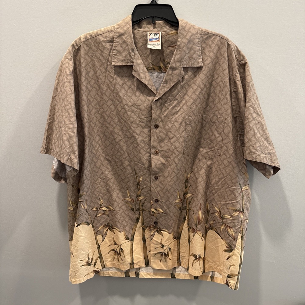 Hawaiin Togs Button‎ Up Short Sleeve Shirt 3XL Brown Yellow
